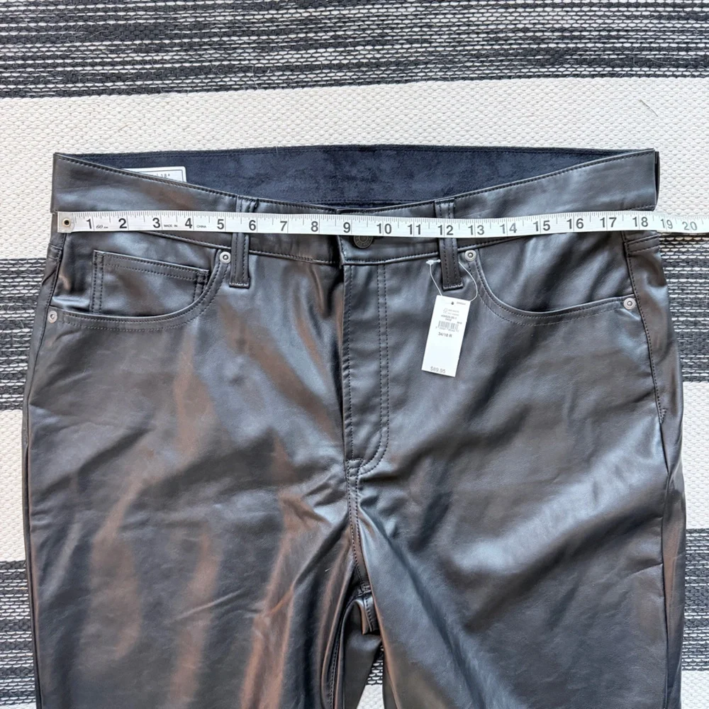 Gap Black Faux Leather Vintage Slim‎ High Rise Pants Size 34/18R NWT